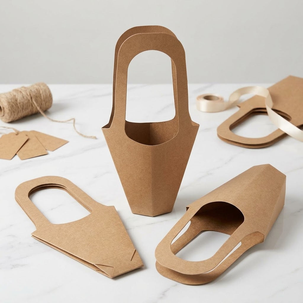 Kraft Flower Gift Box With Handle